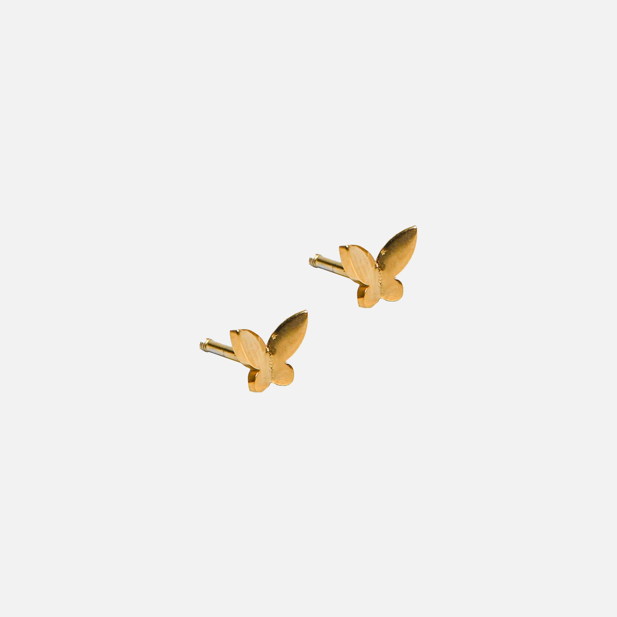 Mini boucles d'oreilles dorées fixes papillon