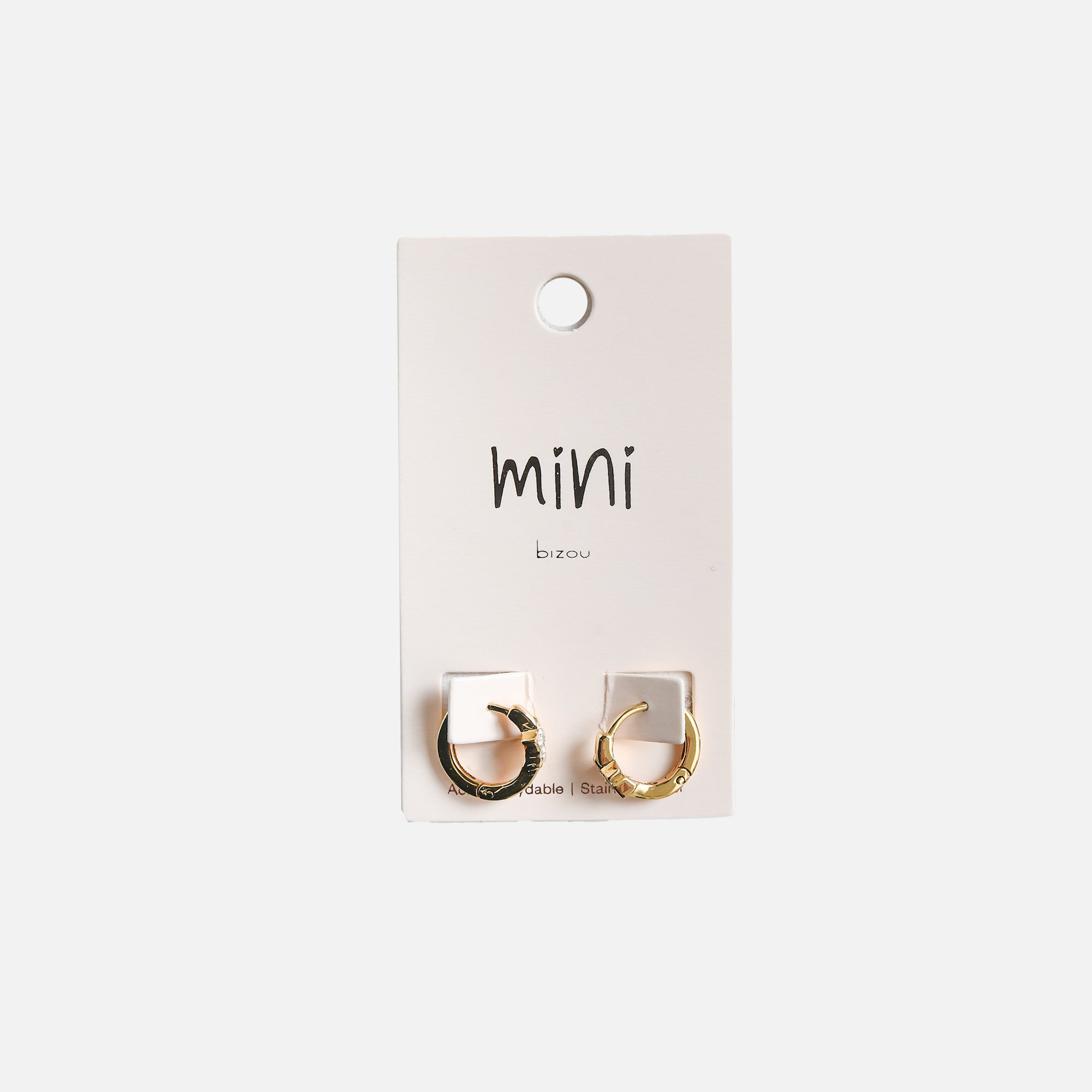 Mini golden hoop earrings with star in stainless steel