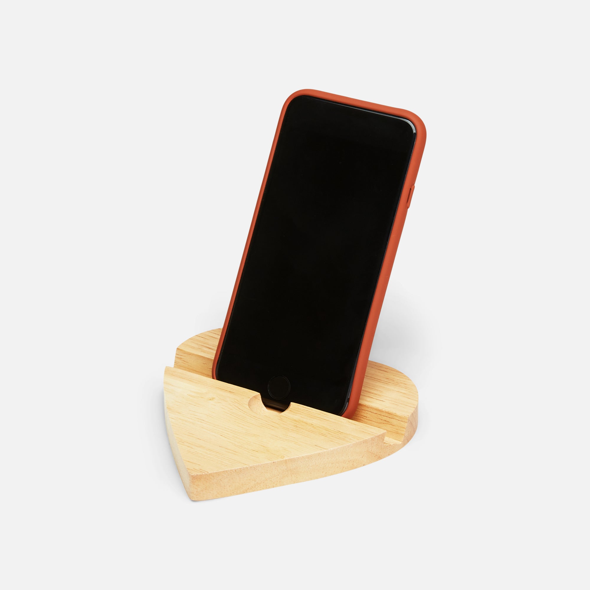 Support en bois en forme de cœur pour téléphone