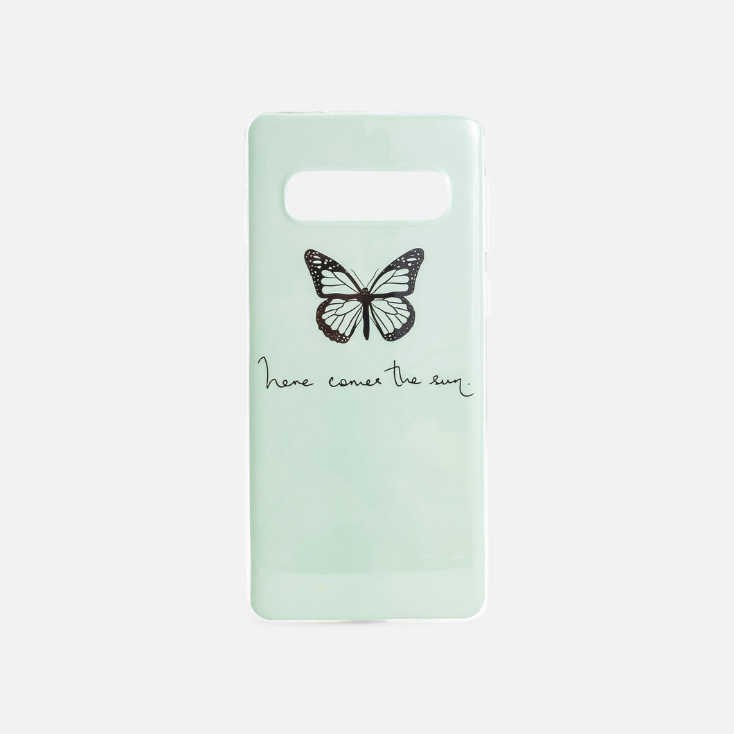 Étui à téléphone vert menthe pour Samsung S10 avec papillon