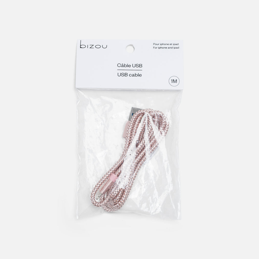 Pink charging cable for iPhone 