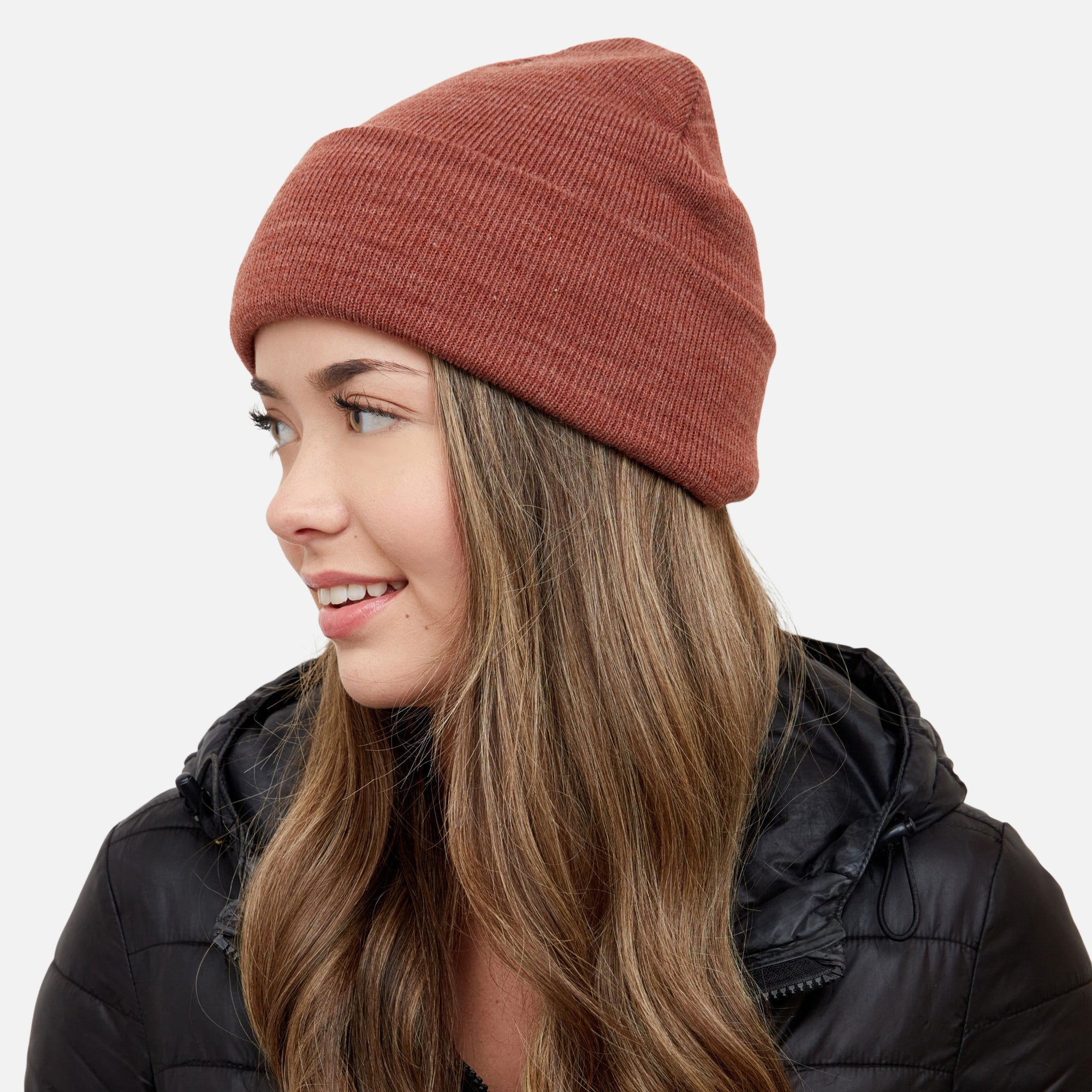 Rust knit beanie with turnup - ethik