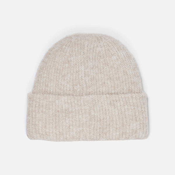 Charger l&#39;image dans la galerie, Tuque tricot beige avec lurex
