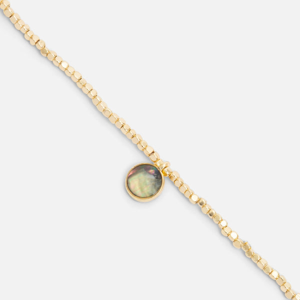 Charger l&#39;image dans la galerie, Chaîne de cheville billes dorées avec breloque pierre abalone
