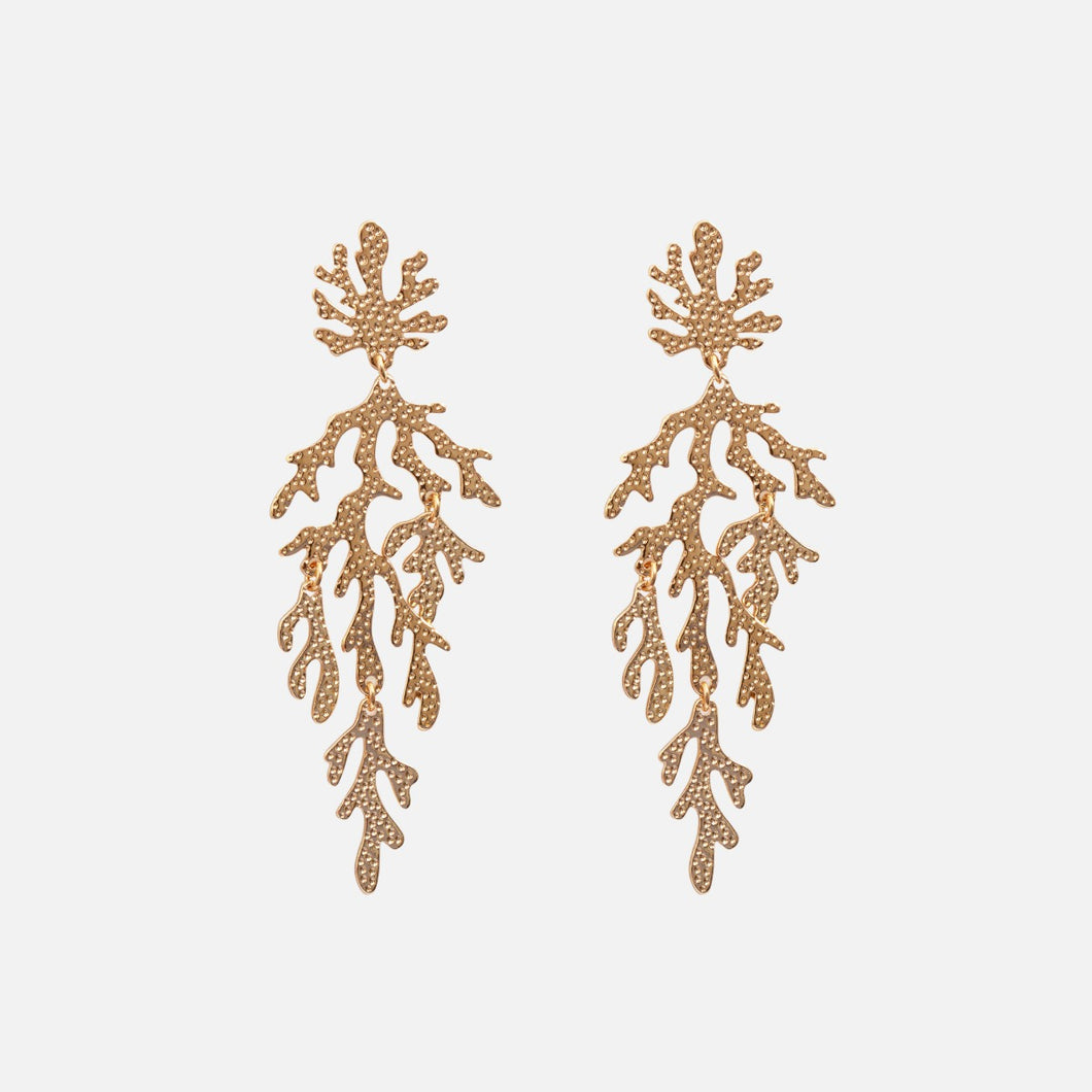 Boucles d’oreilles dorées algues marines