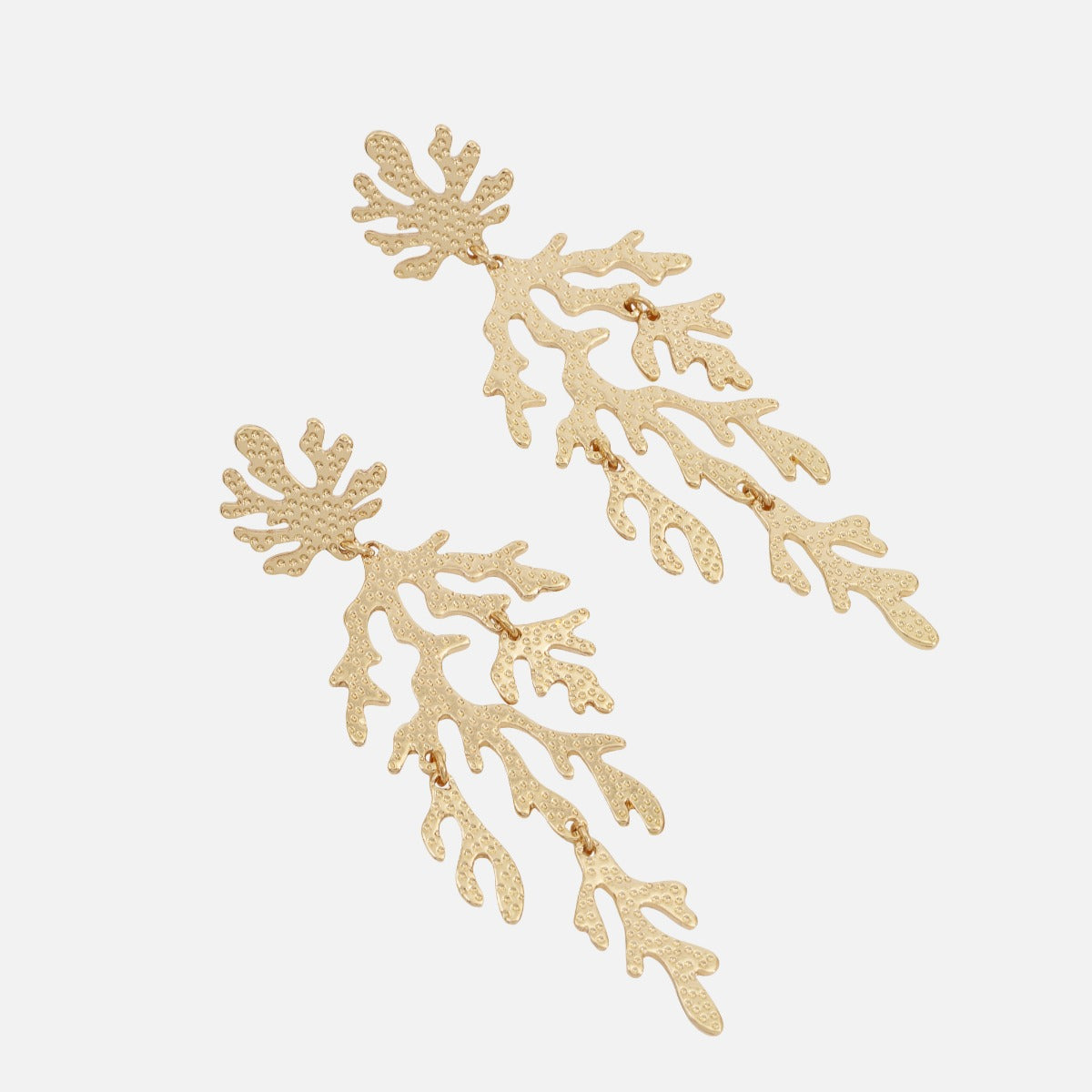 Boucles d’oreilles dorées algues marines
