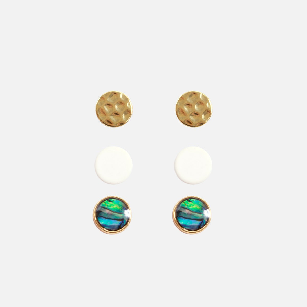 Ensemble de trois paires de boucles d’oreilles fixes abalone