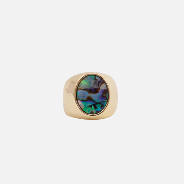 Charger l&#39;image dans la galerie, Bague dorée avec pierre abalone
