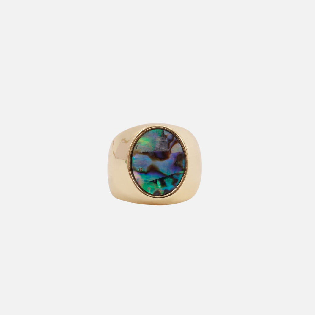 Bague dorée avec pierre abalone