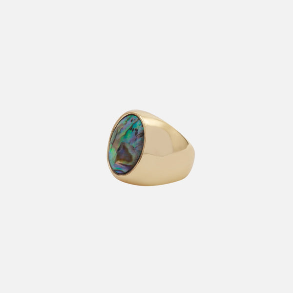 Charger l&#39;image dans la galerie, Bague dorée avec pierre abalone
