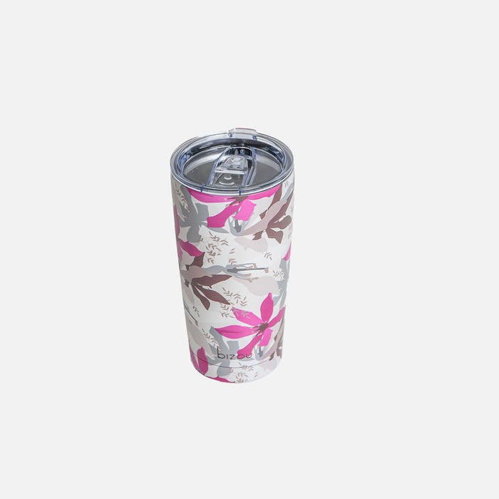 Tasse à café en acier inoxydable motif fleurs