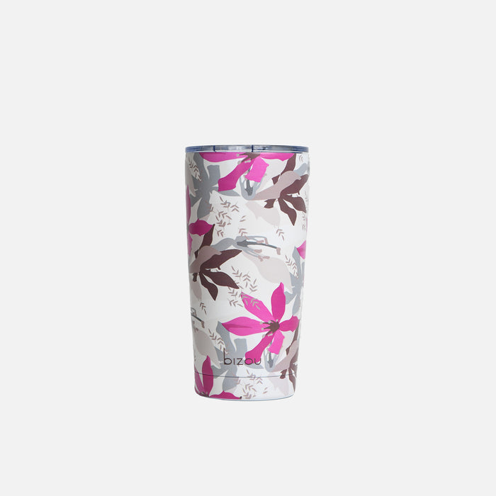 Tasse à café en acier inoxydable motif fleurs