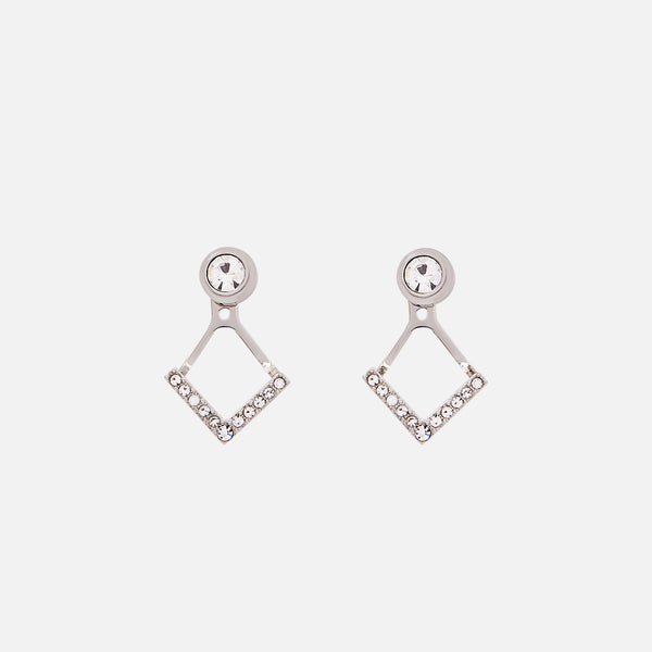 Load image into Gallery viewer, Silvered fixed v-shaped earrings
