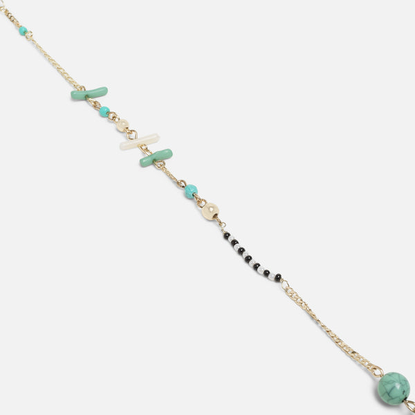 Load image into Gallery viewer, Golden ankle chains with colored beads
