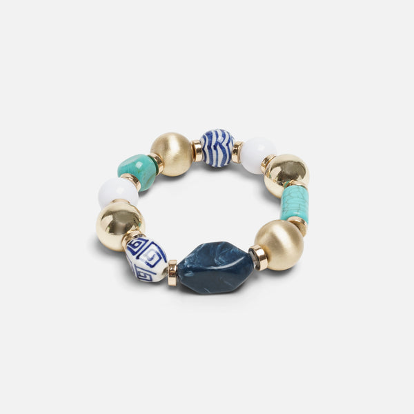 Charger l&#39;image dans la galerie, Bracelet élastique avec billes bleues et vertes
