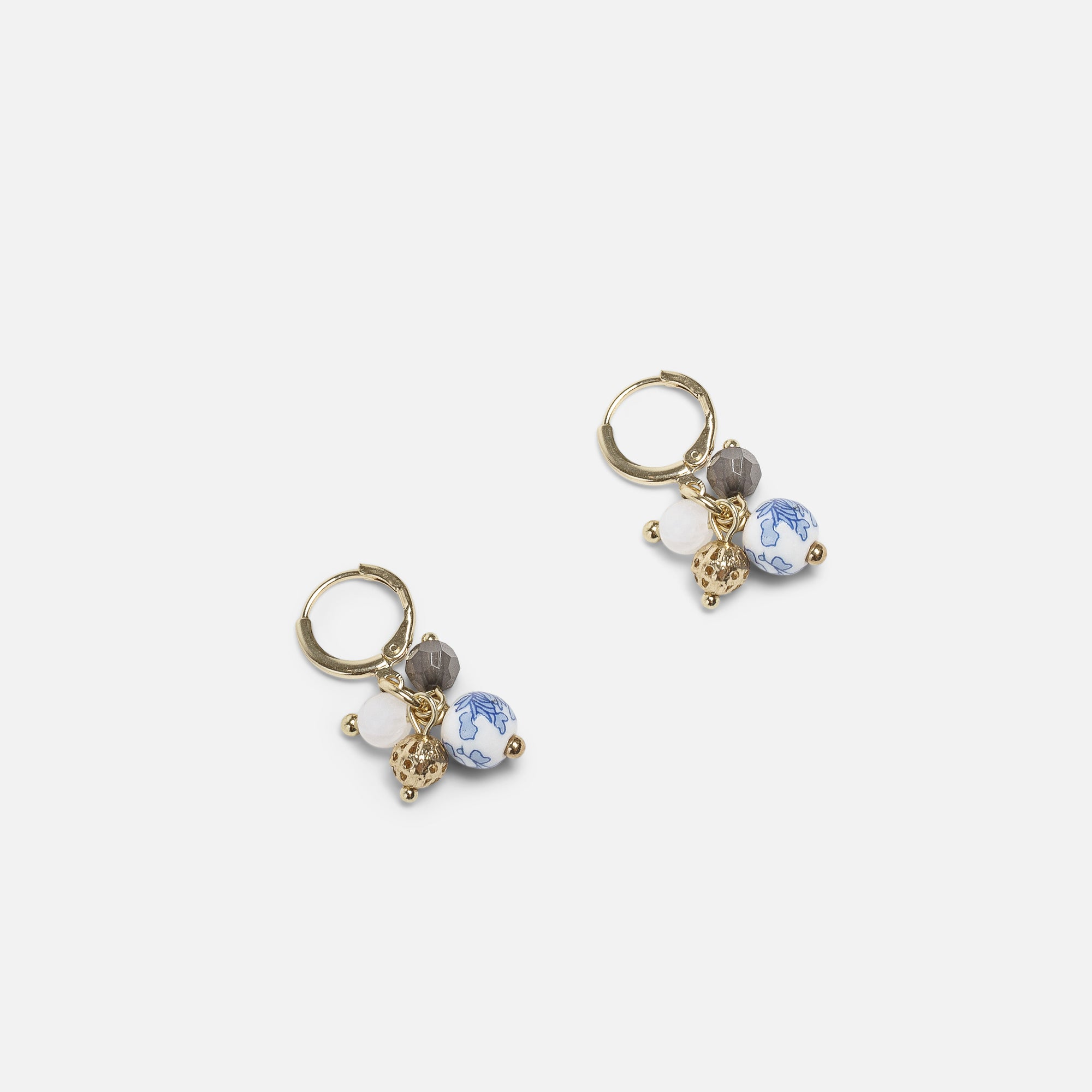 Golden hoop earrings with charms