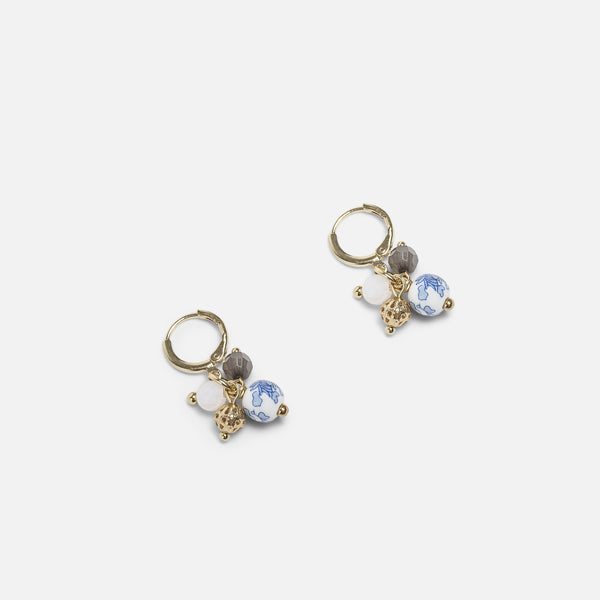 Load image into Gallery viewer, Golden hoop earrings with charms
