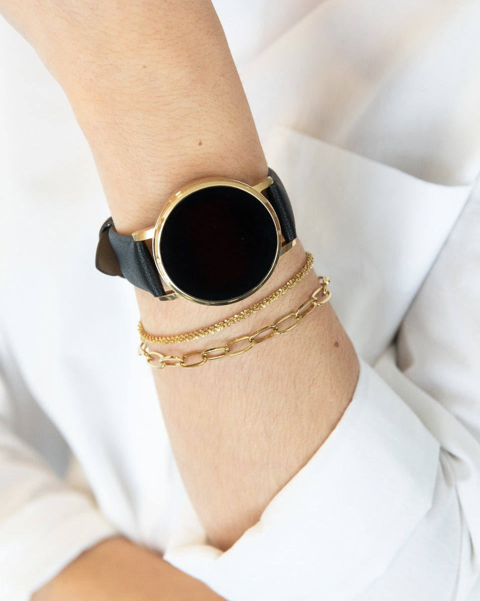 Collection innova - montre bracelet rose pâle et cadran noir