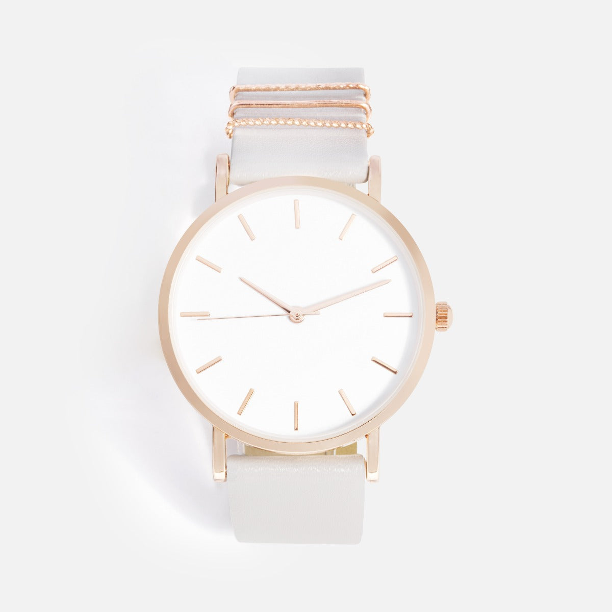 Classik collection - watch with grey bracelet and rose gold inserts