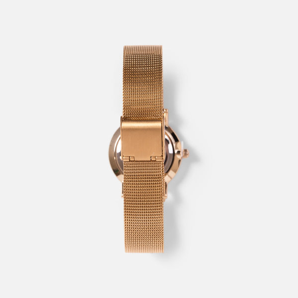 Load image into Gallery viewer, Minima collection - gold mesh bracelet watch with circular black dial

