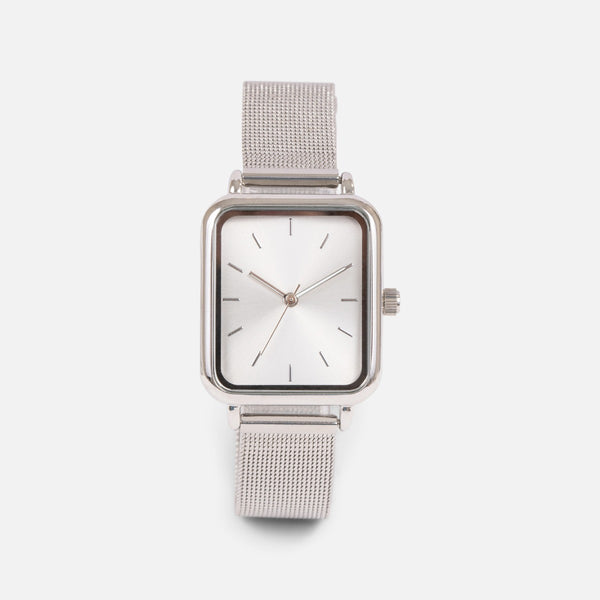 Load image into Gallery viewer, Silvered classic watch with rectangular dial

