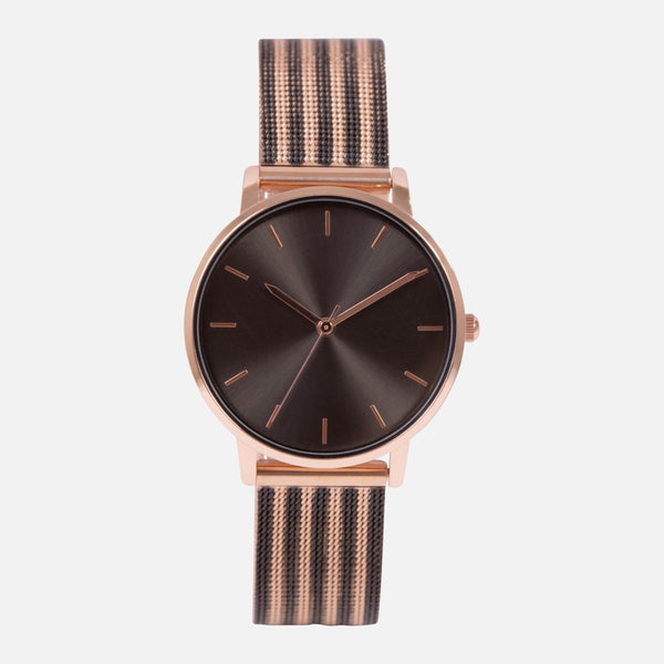 Load image into Gallery viewer, Iconik collection - rose gold and black mesh watch
