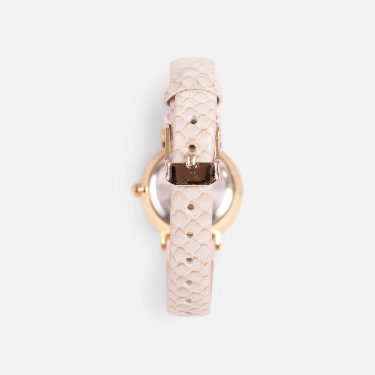 Collection unik - montre avec bracelet ivoire effet peau de serpent et cadran ton-sur-ton