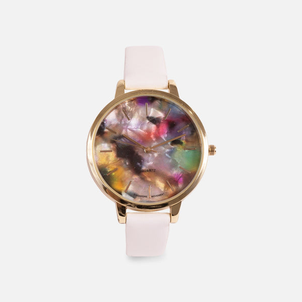 Charger l&#39;image dans la galerie, Collection classik - montre bracelet blanc et cadran coloré effet acrylique
