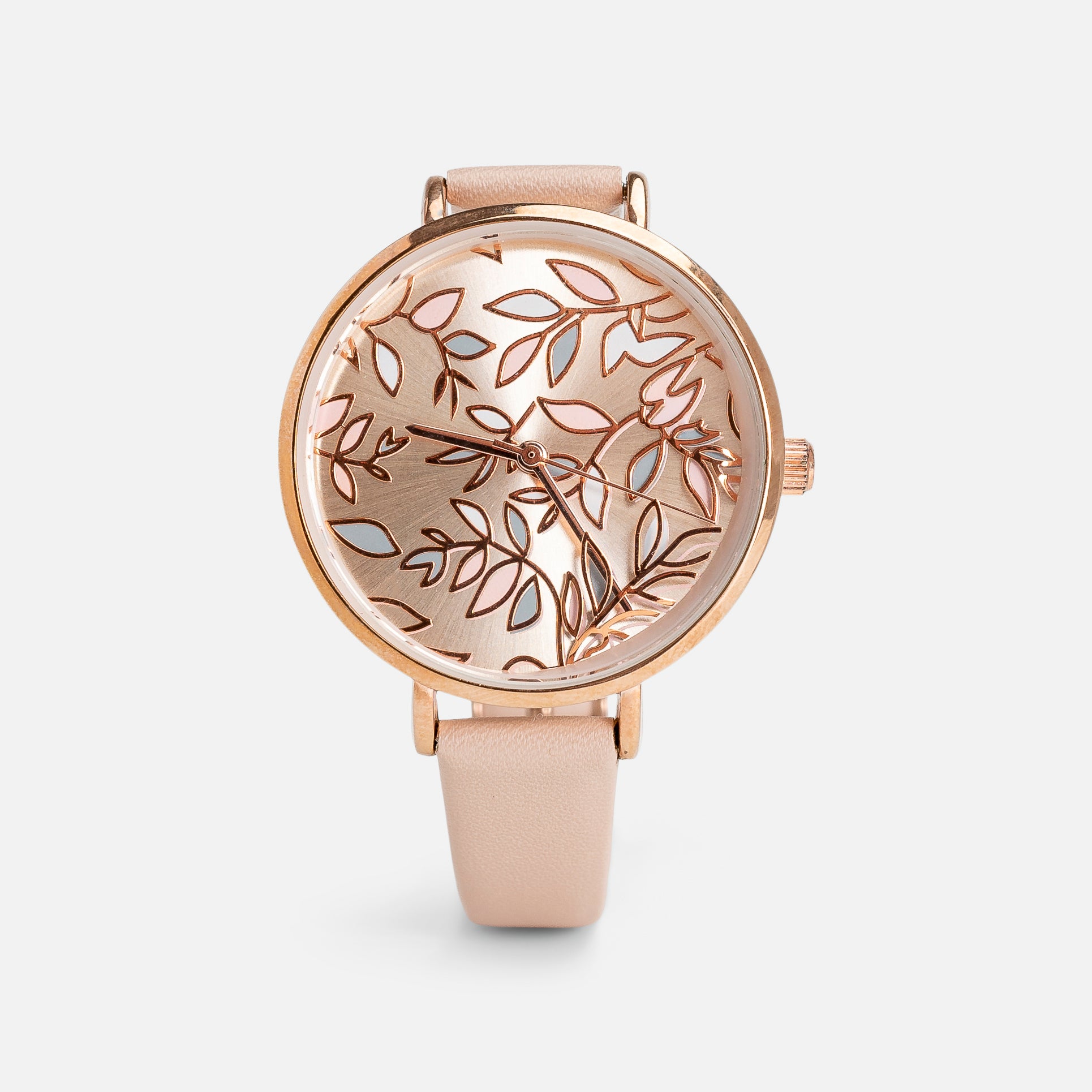 Montre rose avec cadran rond