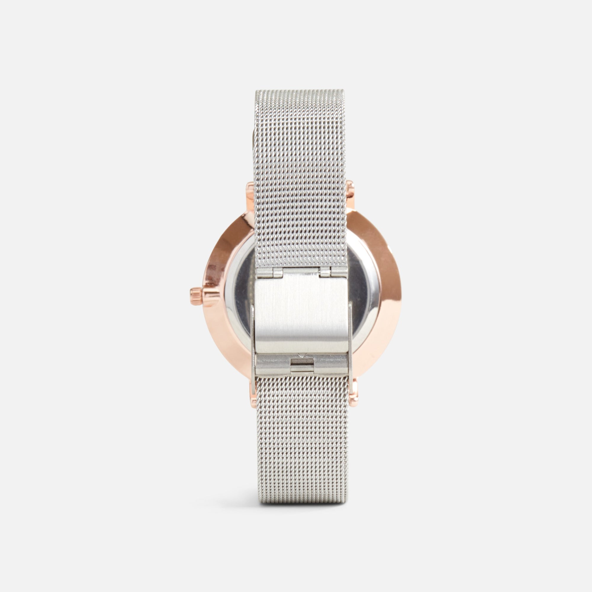 Iconik collection - silver watch with mesh bracelet and rose gold round dial 