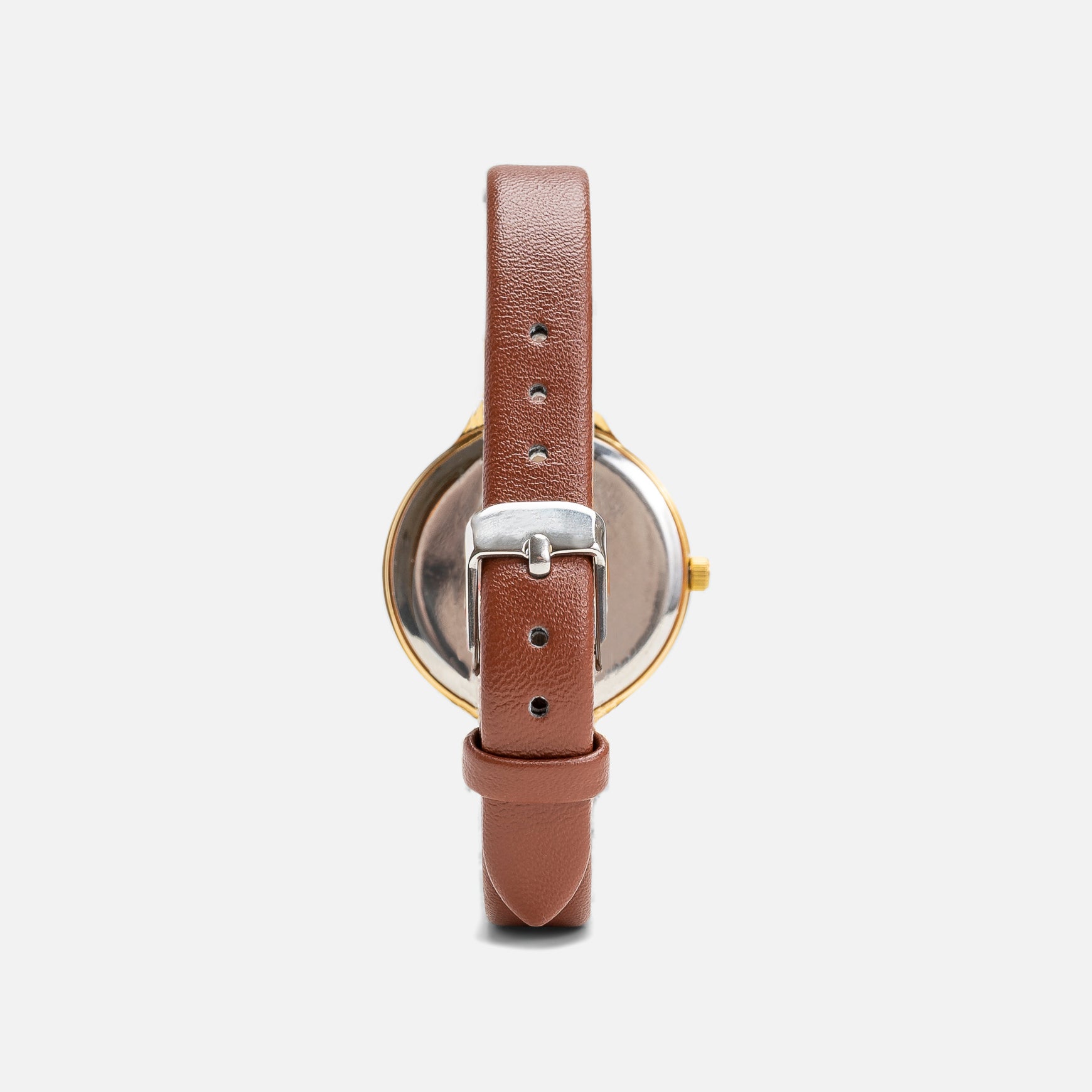 Classik collection - golden watch with brown leatherette and golden round dial
