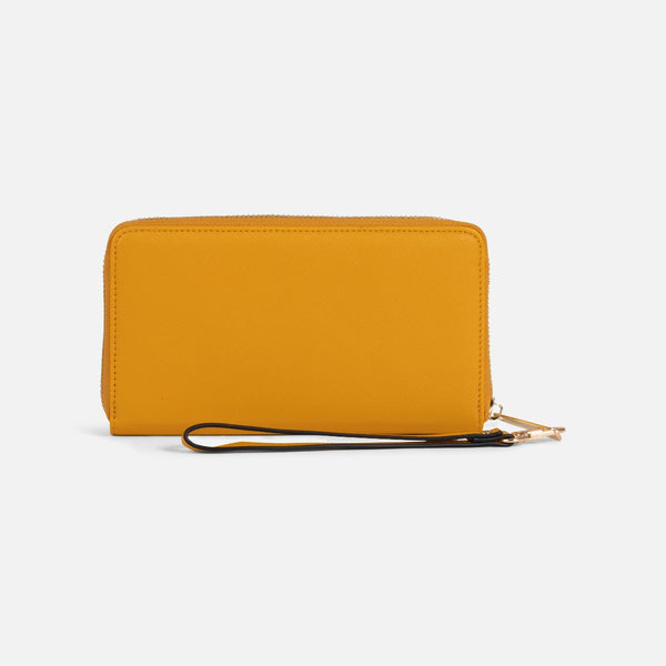 Charger l&#39;image dans la galerie, Portefeuille ocre avec pochette à rabat rayée
