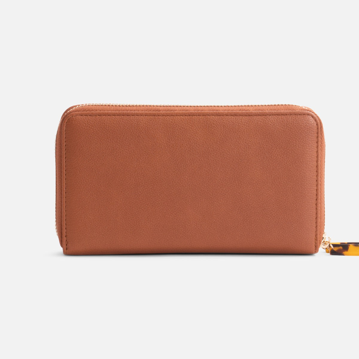 Double cognac wallet with tortoiseshell ornaments