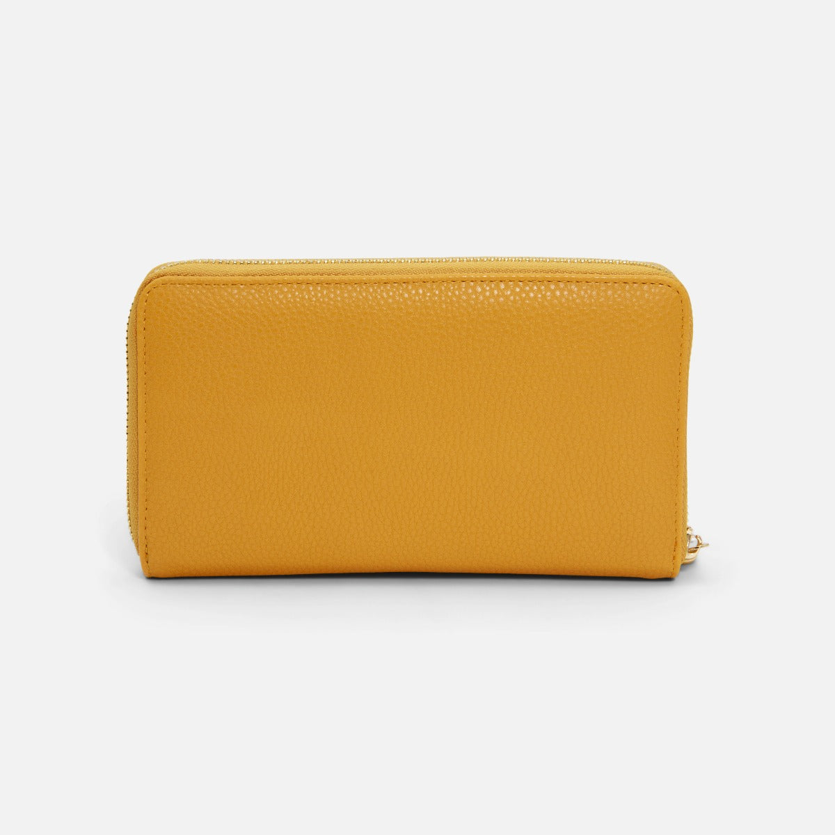 Ocher wallet and golden details with snake effect pattern removable pocket