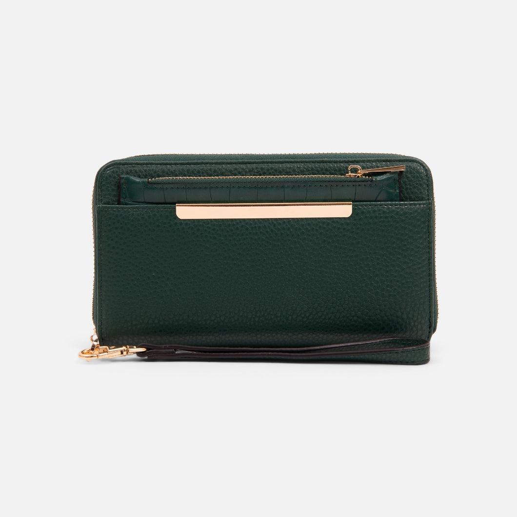 Green wallet with golden details