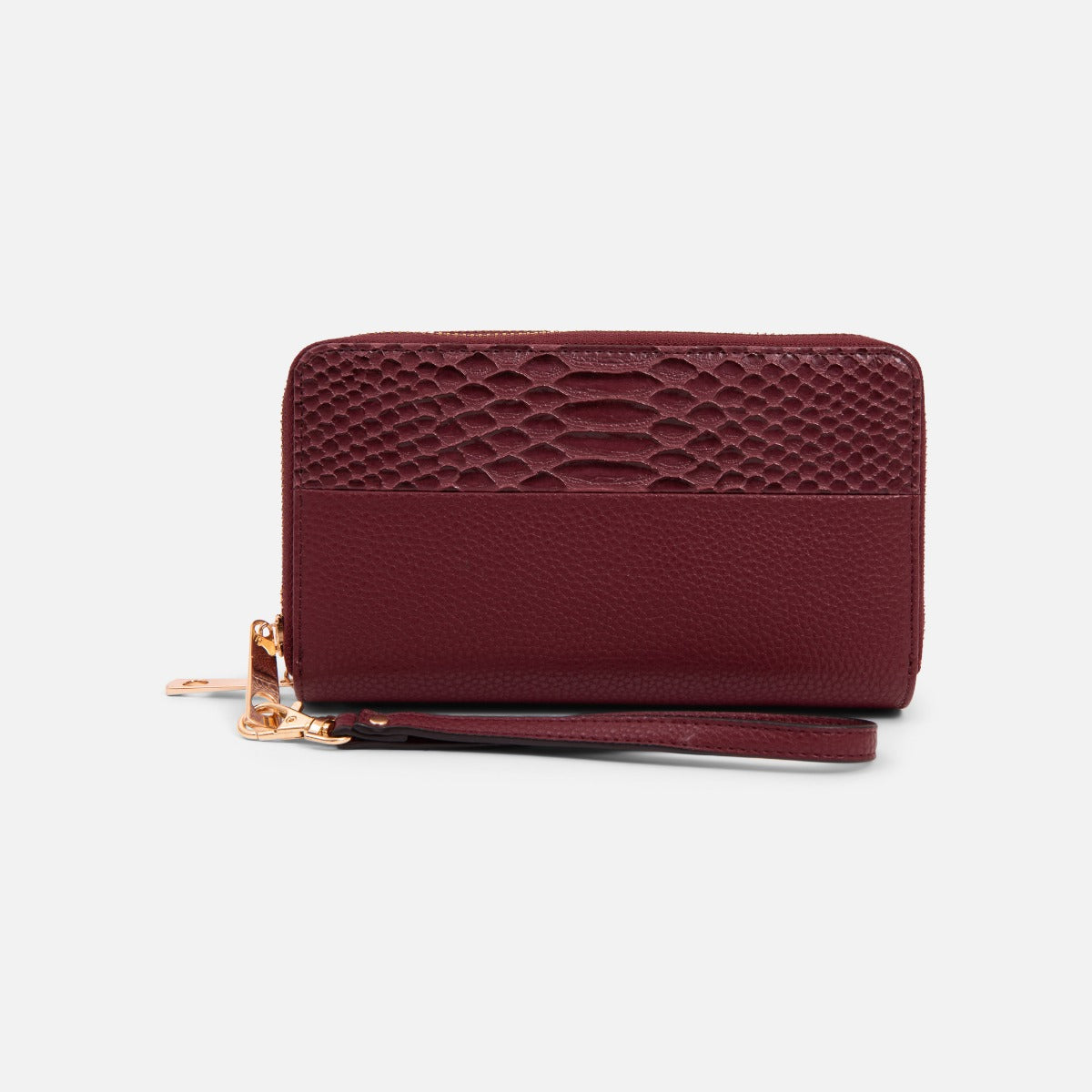 Double burgundy wallet with snake pattern 