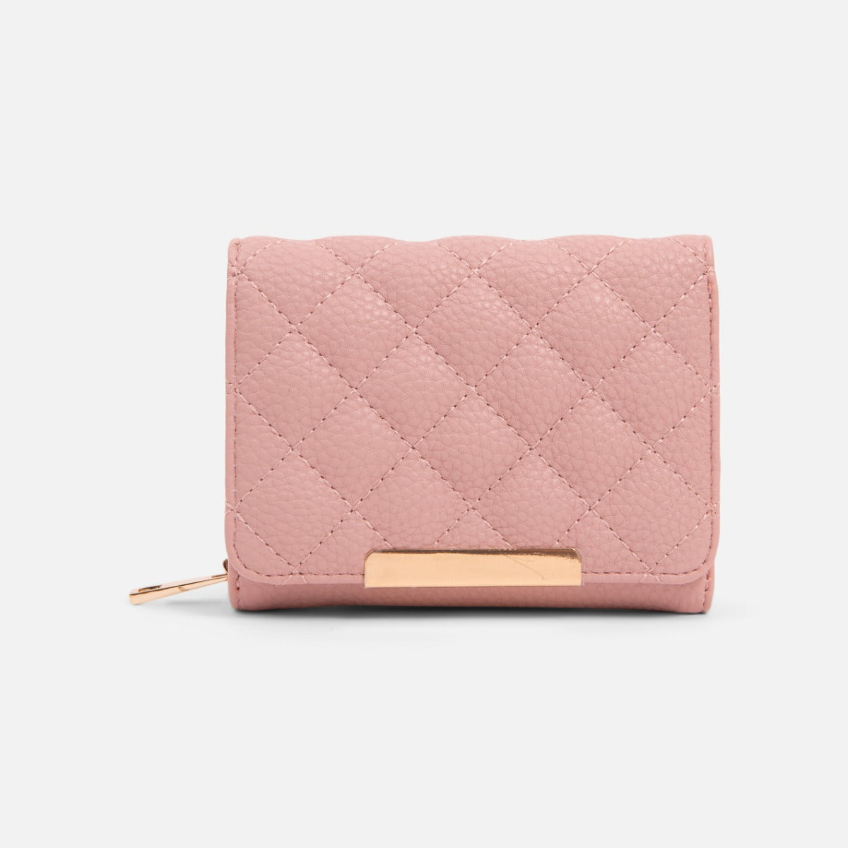 Light pink quilted wallet with gold details