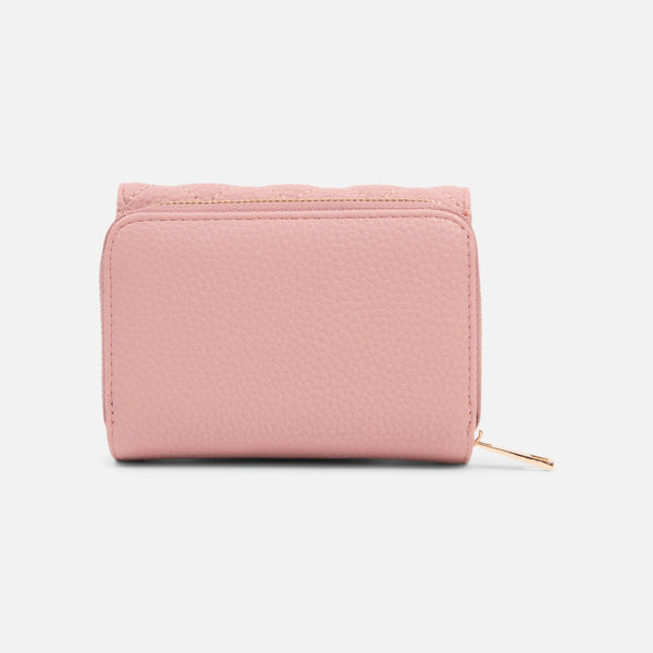 Load image into Gallery viewer, Light pink quilted wallet with gold details
