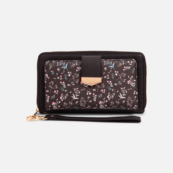 Load image into Gallery viewer, Black and floral patterns wallet
