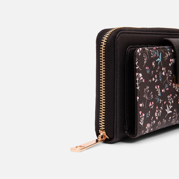 Load image into Gallery viewer, Black and floral patterns wallet
