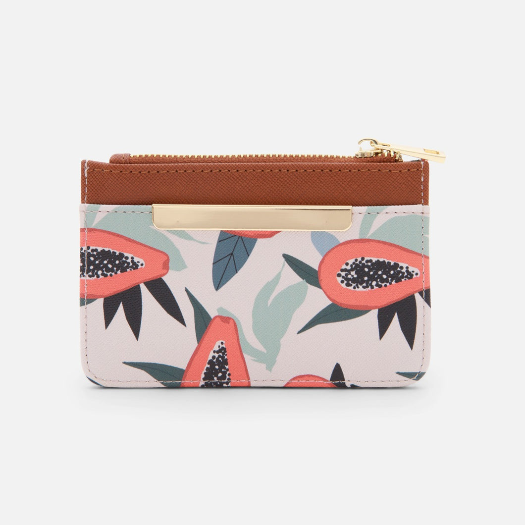 Camel card holder with papaya print