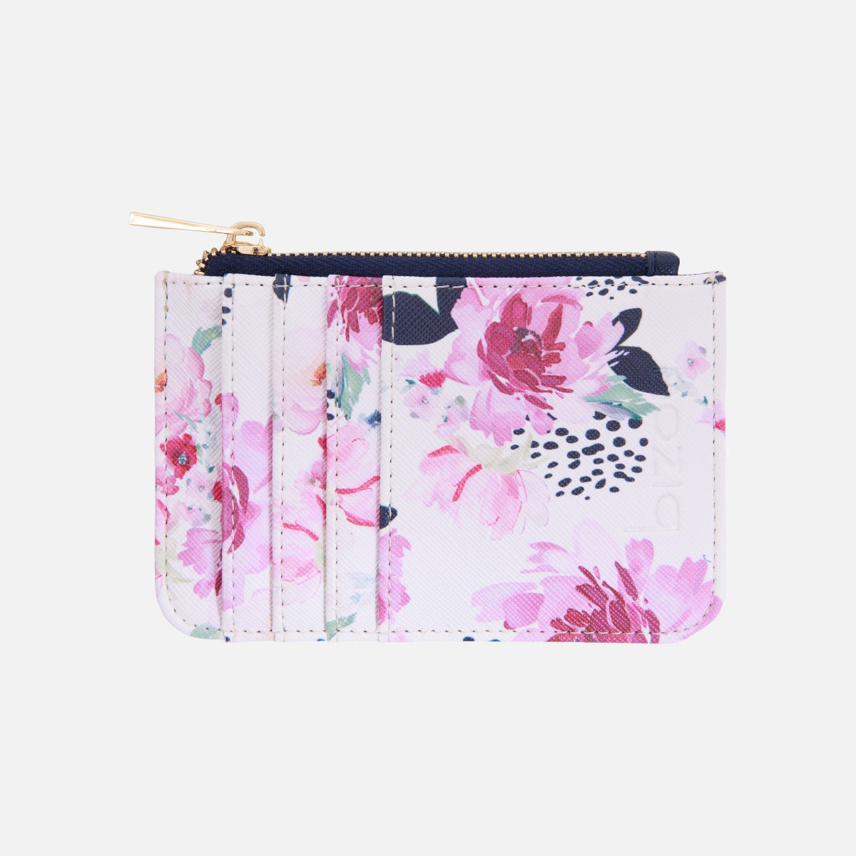 Navy blue card holder with flowers