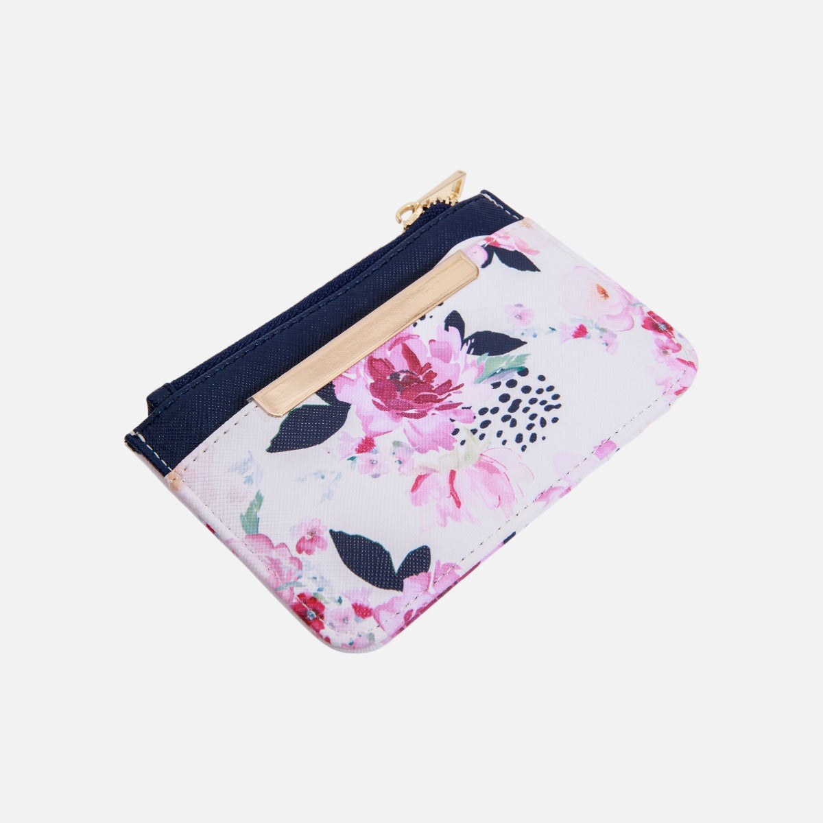 Navy blue card holder with flowers