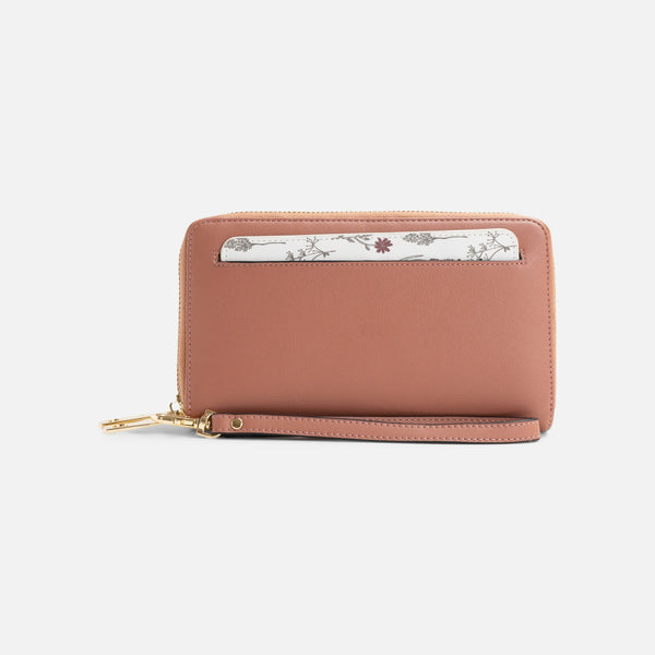 Load image into Gallery viewer, Pink double wallet with removable floral pocket
