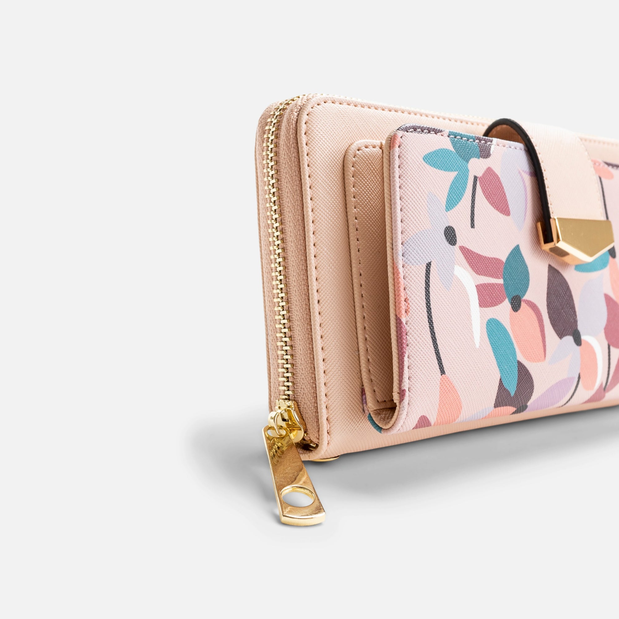 Pale pink wallet with flower flap