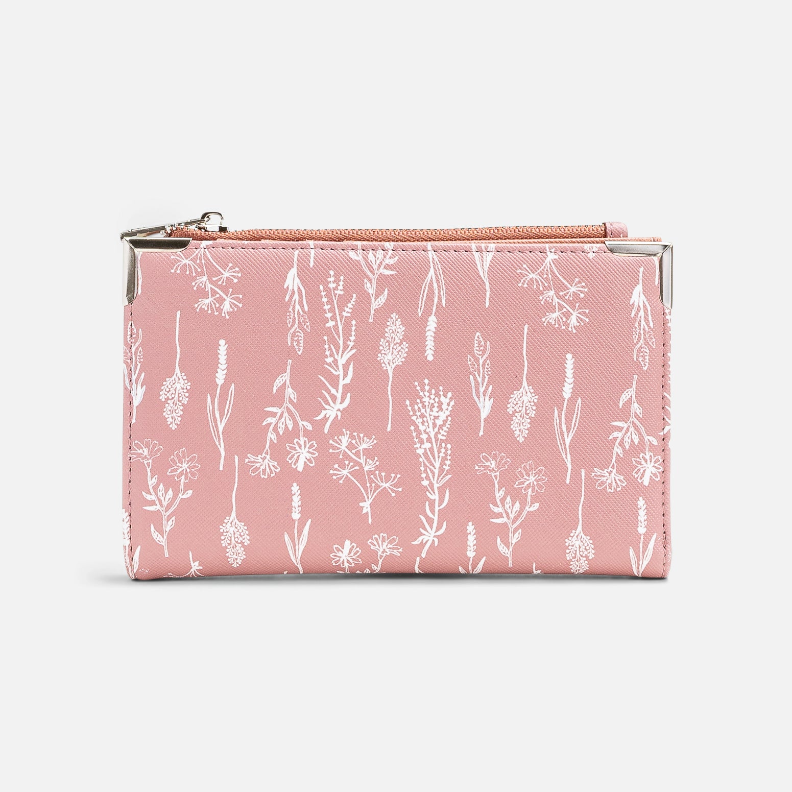 Pink wallet with white flowers 
