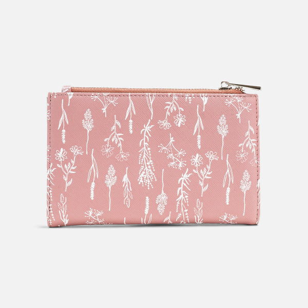 Load image into Gallery viewer, Pink wallet with white flowers 
