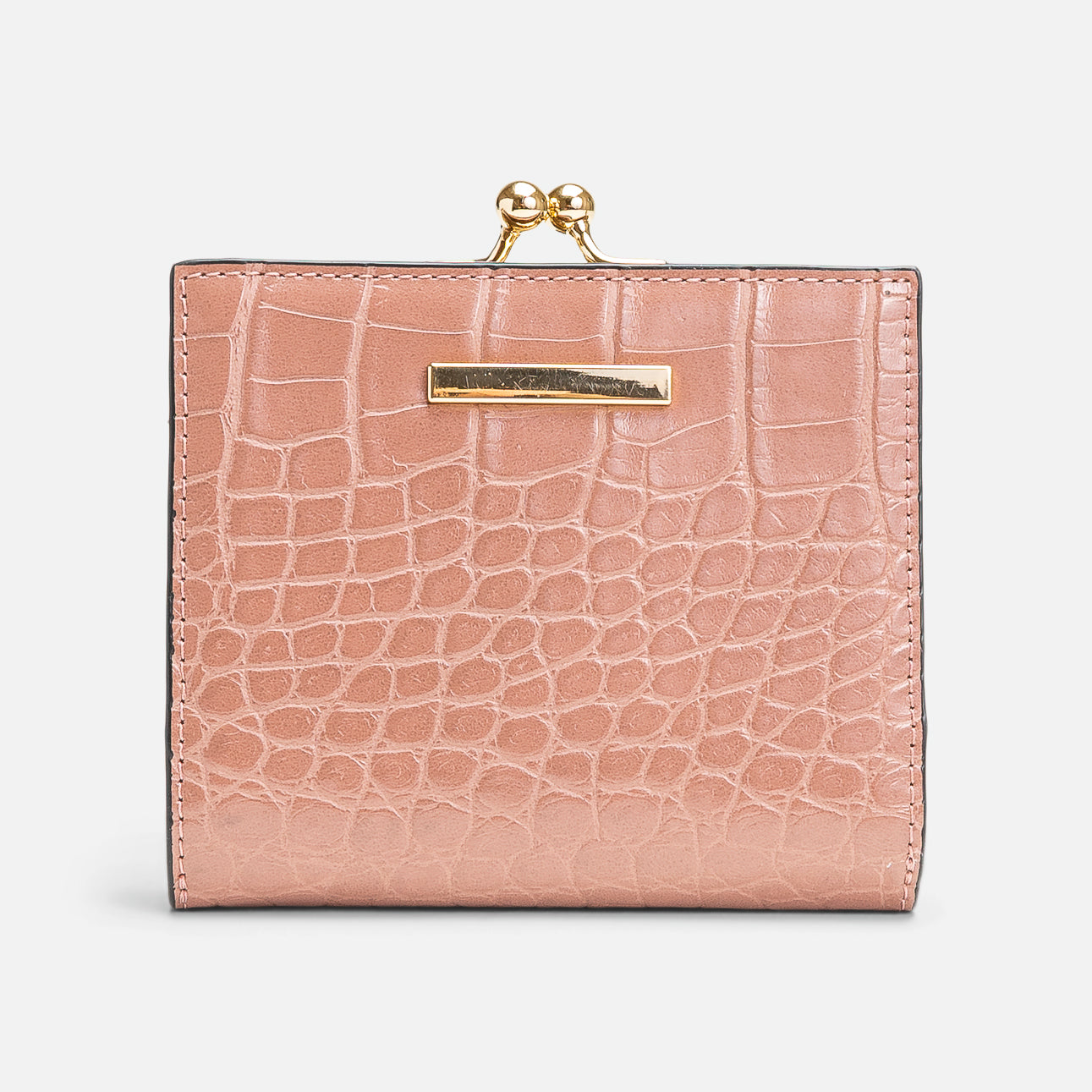 Small pink snakeskin effect coin purse with clasp 