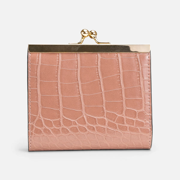 Load image into Gallery viewer, Small pink snakeskin effect coin purse with clasp 
