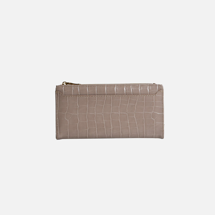 Taupe wallet with snake scale texture